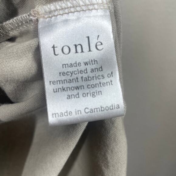 Tonlé XS T-Shirt Mini Dress White Tan Colorblock Cotton Crew Neck Short Sleeves - Picture 8 of 12